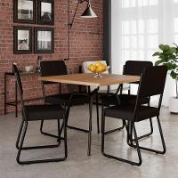 Conjunto Mesa De Jantar Soho Quadrada Orgânica C/ 04 Cadeiras Next Est.preta - Nogueira E Preto Nogueira E Preto - 1
