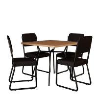 Conjunto Mesa De Jantar Soho Quadrada Orgânica C/ 04 Cadeiras Next Est.preta - Nogueira E Preto Nogueira E Preto - 6
