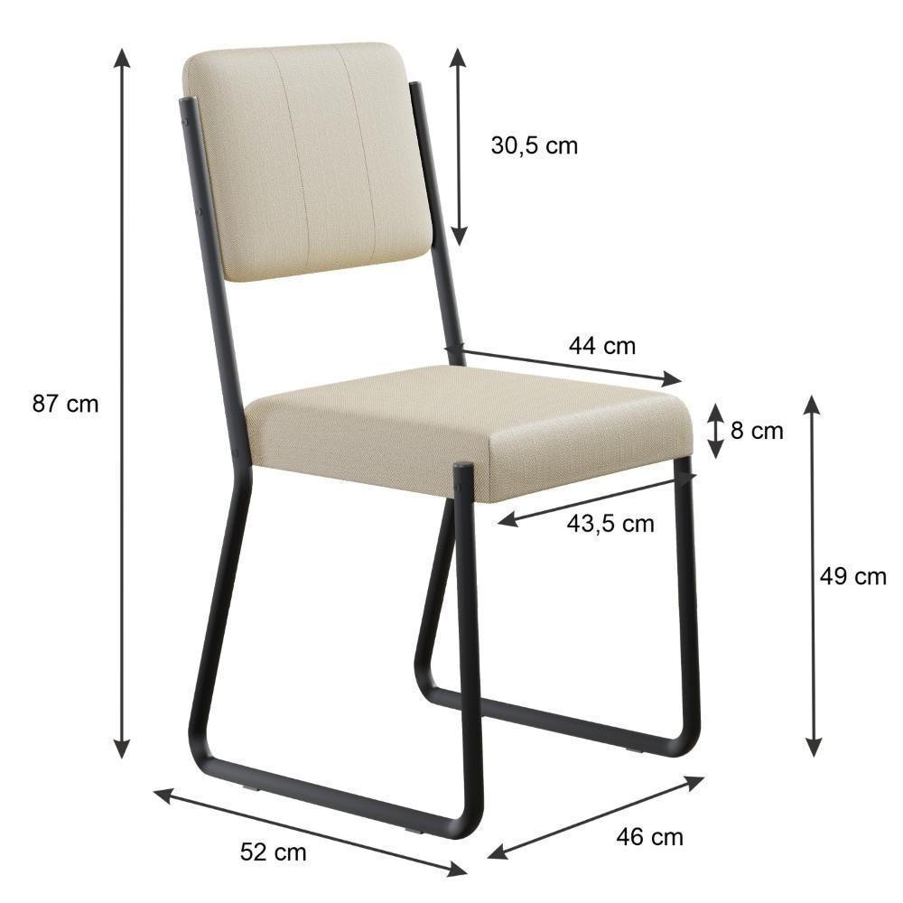 Conjunto Mesa De Jantar Soho Quadrada Orgânica C/ 04 Cadeiras Next Est.preta - Ciliegio E Areia Cr Ciliegio E Areia Cr - 3