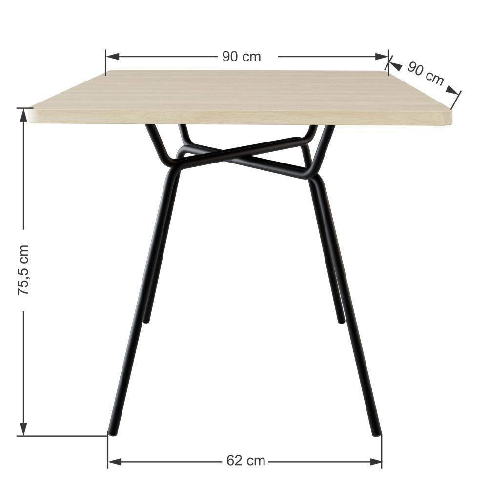 Conjunto Mesa De Jantar Soho Quadrada Orgânica C/ 04 Cadeiras Next Est.preta - Ciliegio E Areia Cr Ciliegio E Areia Cr - 5