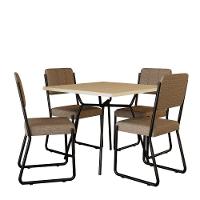 Conjunto Mesa De Jantar Soho Quadrada Orgânica C/ 04 Cadeiras Next Est.preta - Ciliegio E Areia Cr Ciliegio E Areia Cr - 7