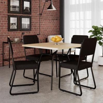 Conjunto Mesa De Jantar Soho Quadrada Orgânica C/ 04 Cadeiras Next Est.preta - Ciliegio E Preto Ciliegio E Preto