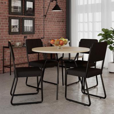 Conjunto Mesa De Jantar Soho Redonda C/ 04 Cadeiras Next Est.preta - Ciliegio E Preto Ciliegio E Preto