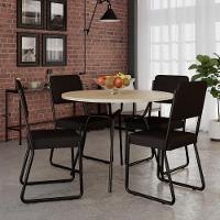 Conjunto Mesa De Jantar Soho Redonda C/ 04 Cadeiras Next Est.preta - Ciliegio E Preto Ciliegio E Preto - 1