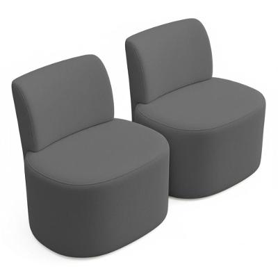 Kit 02 Poltronas Decorativas Orgânicas Sala De Estar Kaori Bouclê Cinza Escuro - Desk Design Cor Cinza Escuro