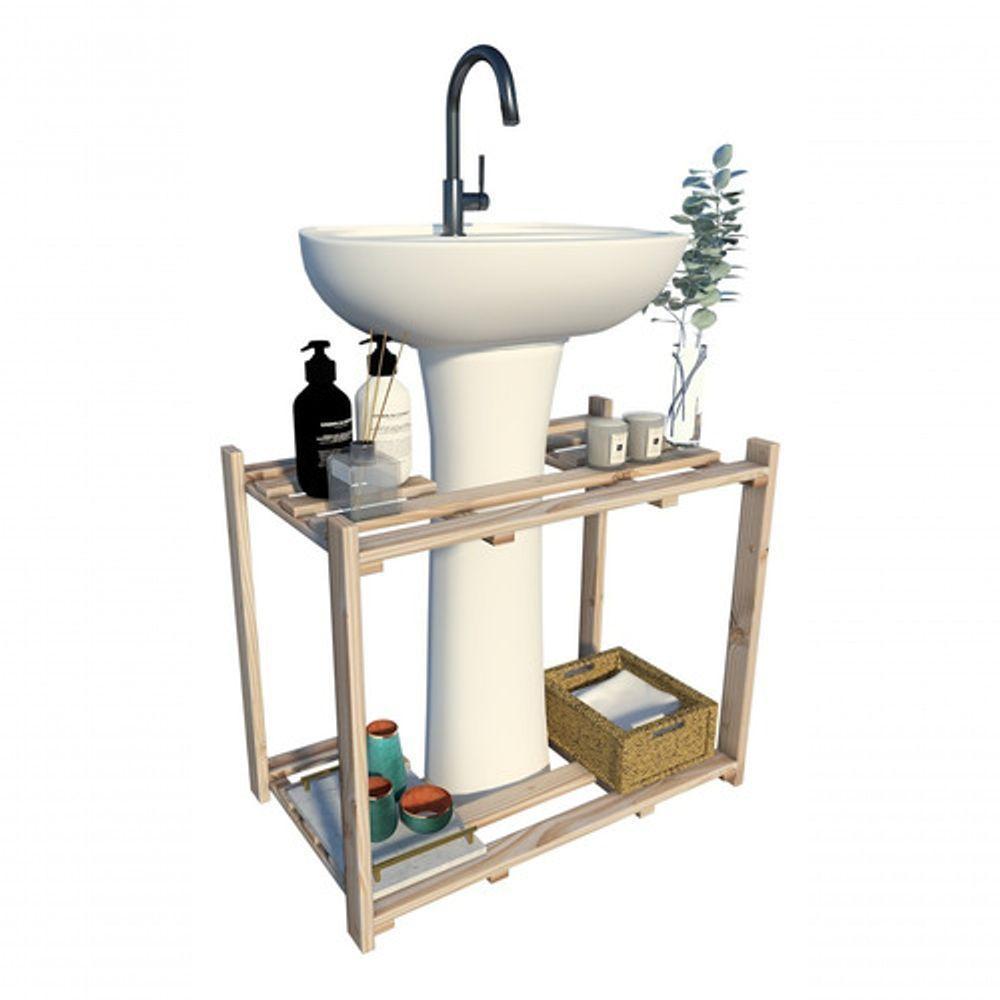 Estante Organizador Modular Madeira Pinus Com 4 Prateleiras - 4