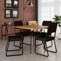 Conjunto Mesa De Jantar Soho Quadrada Orgânica C/ 04 Cadeiras Next Est.preta - Acácia Mel E Preto Acácia Mel E Preto - 1