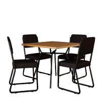Conjunto Mesa De Jantar Soho Quadrada Orgânica C/ 04 Cadeiras Next Est.preta - Acácia Mel E Preto Acácia Mel E Preto - 2