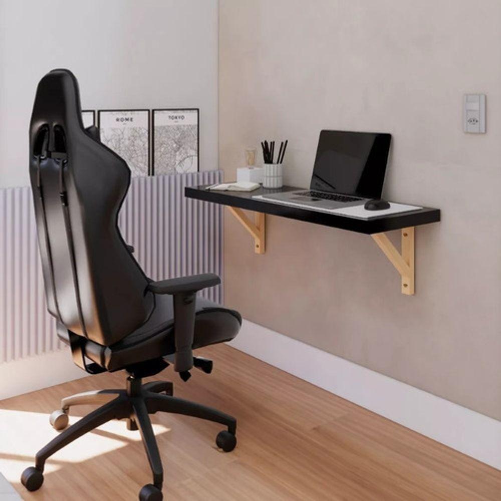 Mesa Trabalho Escritorio Pequeno Estante Prateleiras Madeira - 6