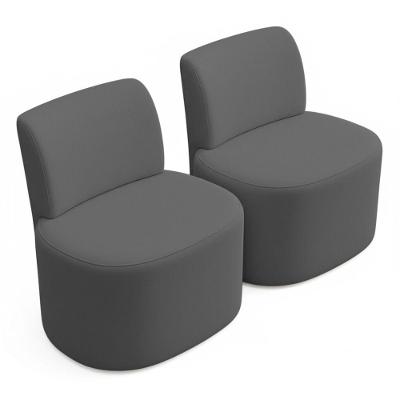 Kit 02 Poltronas Decorativas Orgânicas Sala De Estar Kaori Veludo Cinza - Desk Design Cor Cinza