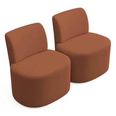 Kit 02 Poltronas Decorativas Orgânicas Sala De Estar Kaori Bouclê Terracota - Desk Design Cor Terracota