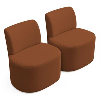 Kit 02 Poltronas Decorativas Orgânicas Sala De Estar Kaori Veludo Terracota - Desk Design Cor Terracota