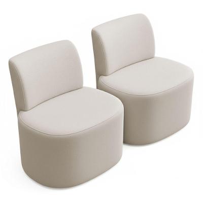 Kit 02 Poltronas Decorativas Orgânicas Sala De Estar Kaori Bouclê Bege - Desk Design Cor Bege