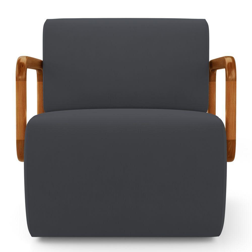 Poltrona Decorativa Orgânica Living Kavya Veludo Cinza - Desk Design - 5