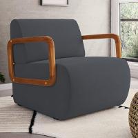 Poltrona Decorativa Orgânica Living Kavya Veludo Cinza - Desk Design - 1