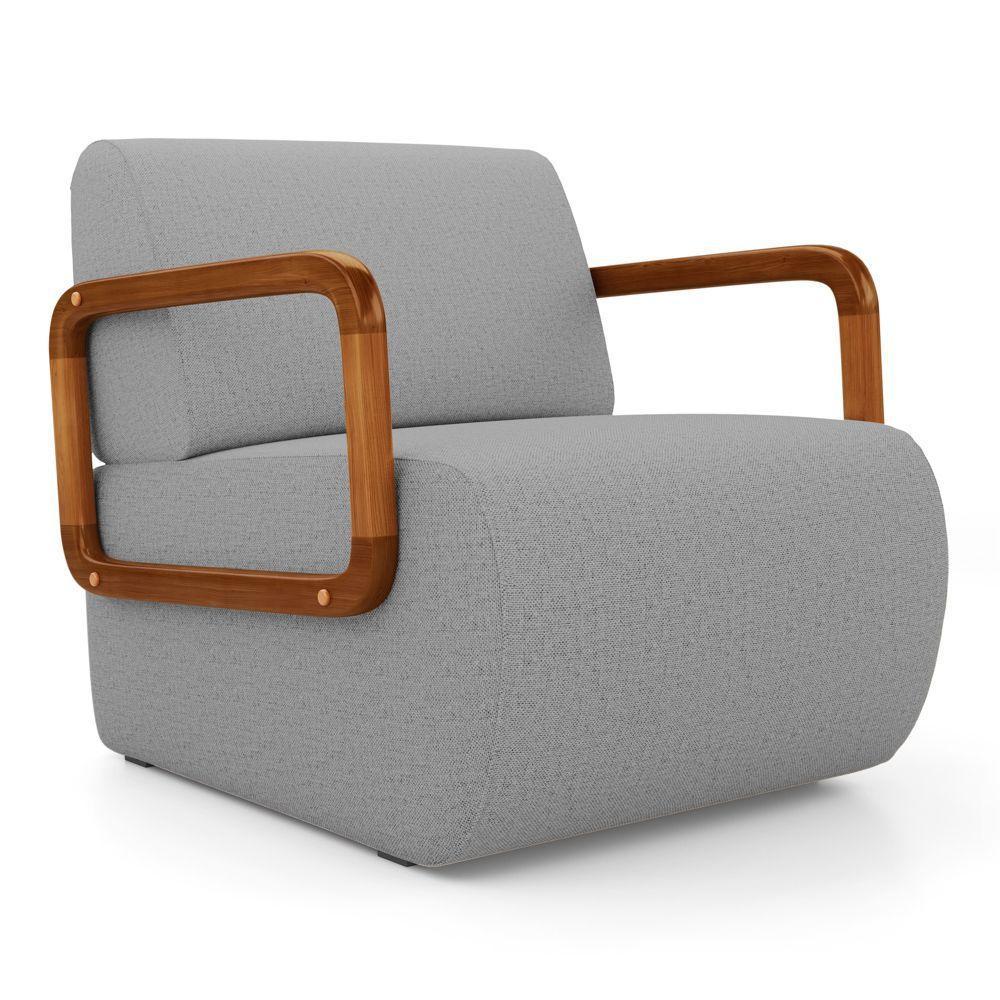 Kit 02 Poltronas Decorativas Orgânica Living Kavya Linho Cinza - Desk Design - 5