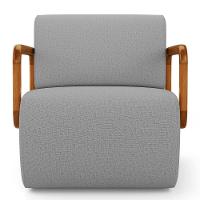 Kit 02 Poltronas Decorativas Orgânica Living Kavya Linho Cinza - Desk Design - 6