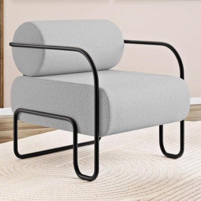 Poltrona Decorativa Orgânica Living Miska Para Sala De Estar Linho Cinza Desk Design