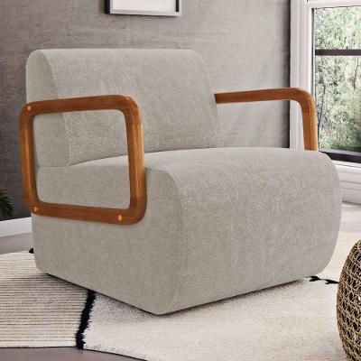 Poltrona Decorativa Orgânica Living Kavya Para Sala de Estar Bouclê Bege Desk Design