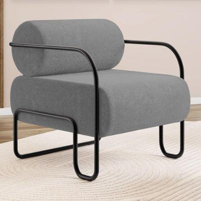 Poltrona Decorativa Orgânica Living Miska Para Sala de Estar Bouclê Cinza Desk Design