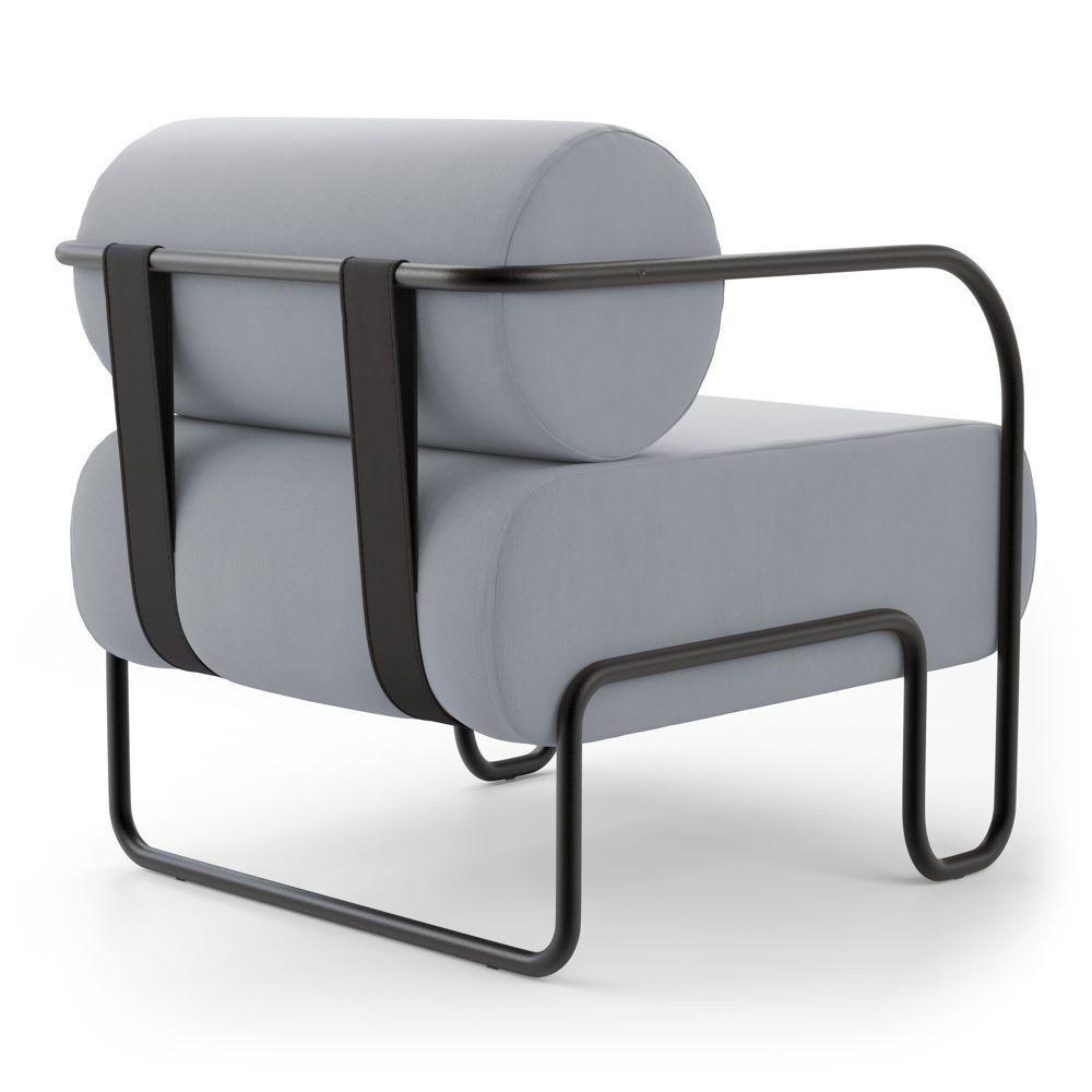 Poltrona Decorativa Orgânica Living Miska Veludo Cinza Claro - Desk Design - 6