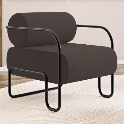 Poltrona Decorativa Orgânica Living Miska Veludo Marrom - Desk Design