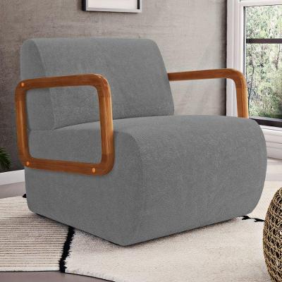Poltrona Decorativa Orgânica Living Kavya Para Sala de Estar Bouclê Cinza Desk Design
