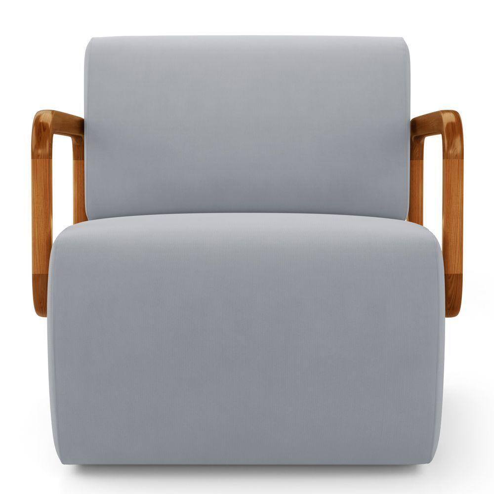 Poltrona Decorativa Orgânica Living Kavya Veludo Cinza Claro - Desk Design - 5