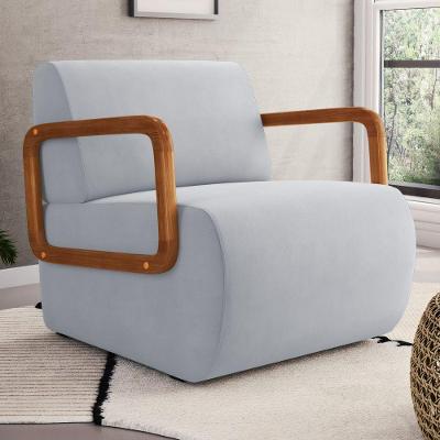 Poltrona Decorativa Orgânica Living Kavya Veludo Cinza Claro - Desk Design