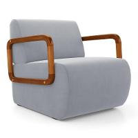 Poltrona Decorativa Orgânica Living Kavya Veludo Cinza Claro - Desk Design - 2