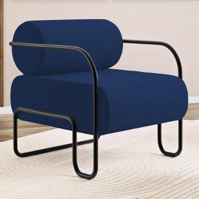 Poltrona Decorativa Orgânica Living Miska Veludo Azul Marinho - Desk Design