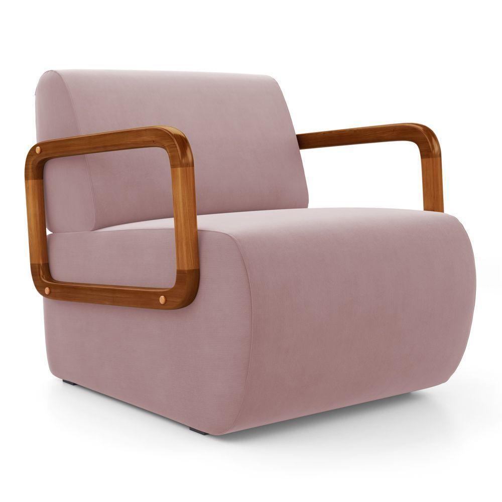 Kit 02 Poltronas Decorativas Orgânica Living Kavya Veludo Rosê - Desk Design - 5