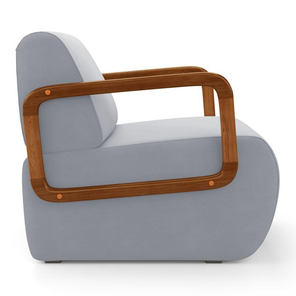 Kit 02 Poltronas Decorativas Orgânica Living Kavya Veludo Cinza Claro - Desk Design - 7