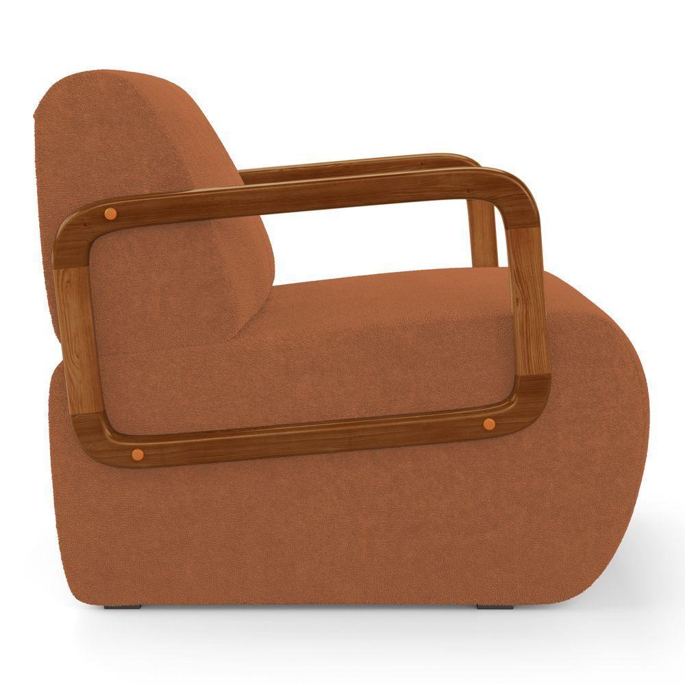 Poltrona Decorativa Orgânica Living Kavya Bouclê Terracota - Desk Design - 6