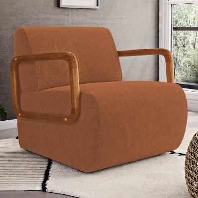 Poltrona Decorativa Orgânica Living Kavya Para Sala de Estar Bouclê Terracota Desk Design