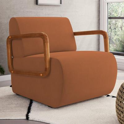 Poltrona Decorativa Orgânica Living Kavya Para Sala de Estar Veludo Terracota Desk Design