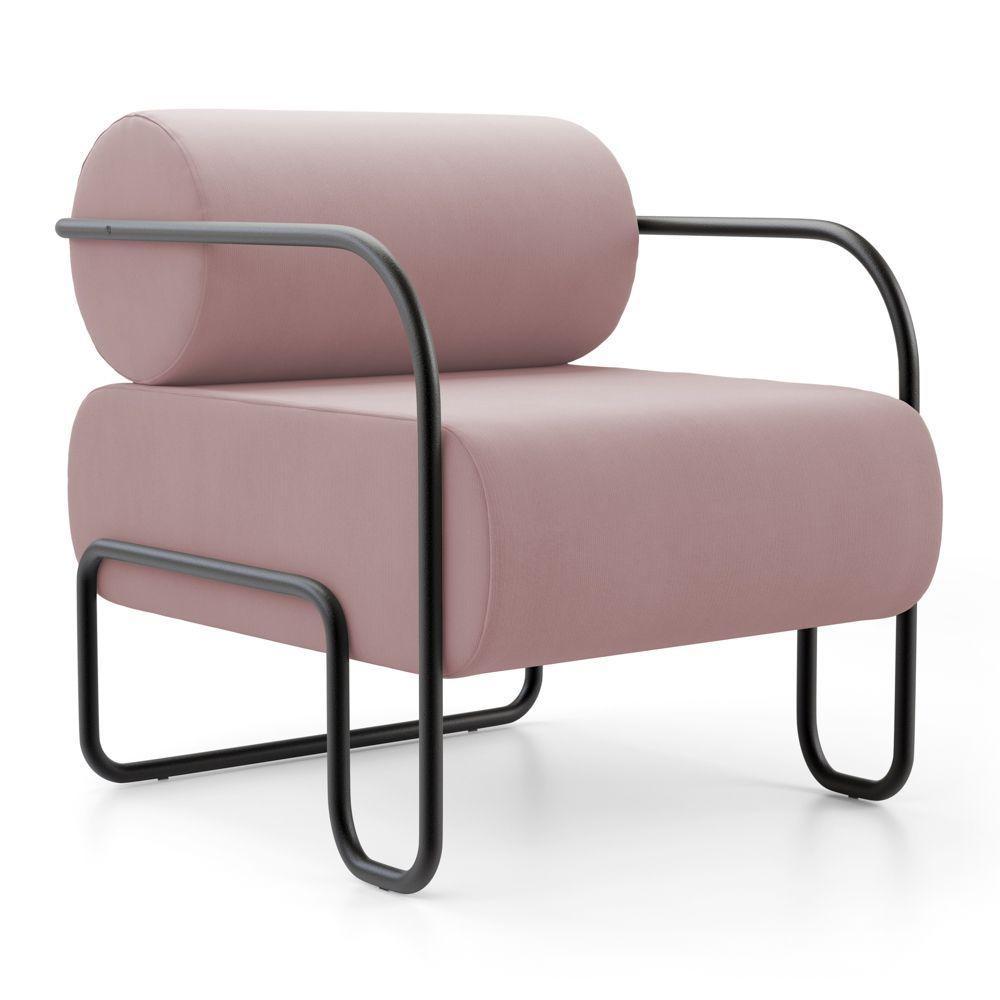 Kit 02 Poltronas Decorativas Orgânica Living Miska Veludo Rosê - Desk Design - 5