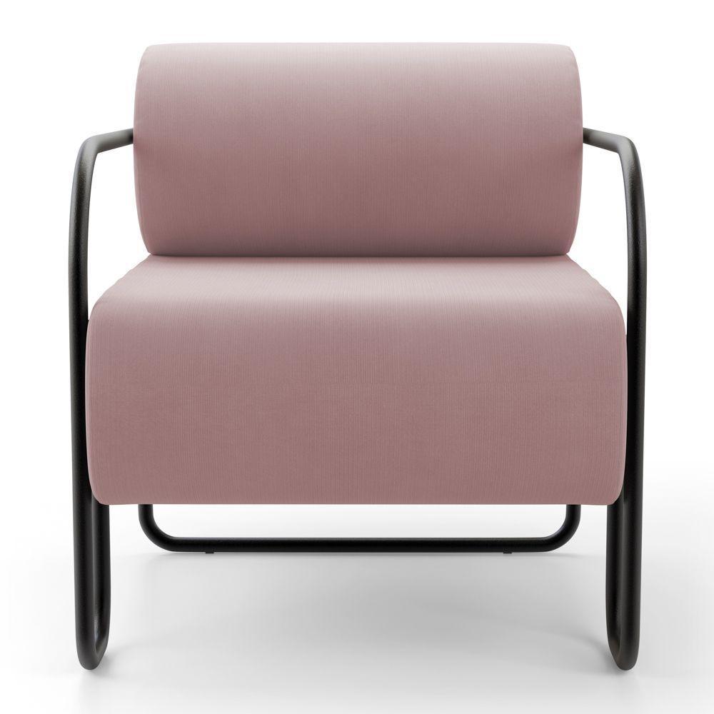 Kit 02 Poltronas Decorativas Orgânica Living Miska Veludo Rosê - Desk Design - 6