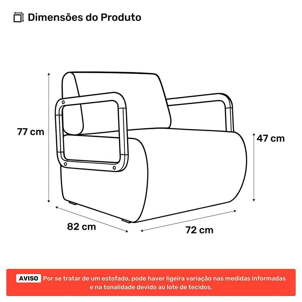 Poltrona Decorativa Orgânica Living Kavya Linho Cinza - Desk Design - 4