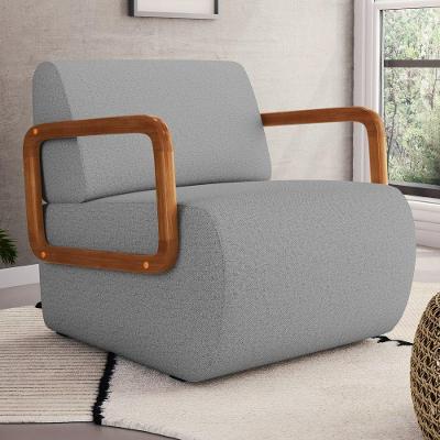 Poltrona Decorativa Orgânica Living Kavya Para Sala De Estar Linho Cinza Desk Design