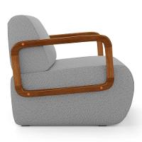 Poltrona Decorativa Orgânica Living Kavya Linho Cinza - Desk Design - 6