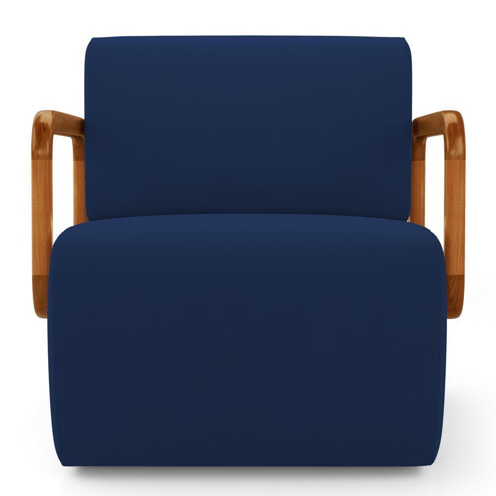 Kit 02 Poltronas Decorativas Orgânica Living Kavya Veludo Azul Marinho - Desk Design - 6