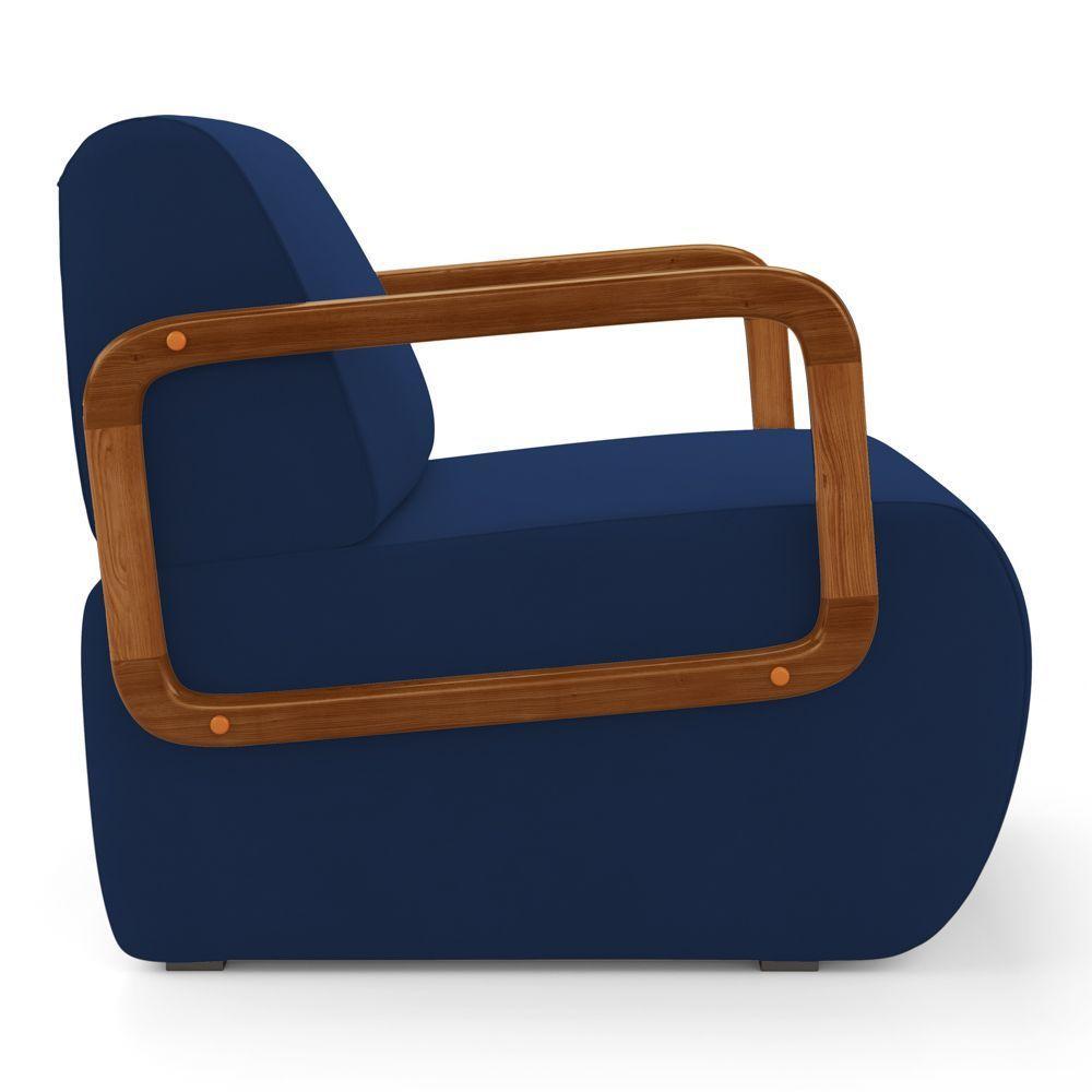 Kit 02 Poltronas Decorativas Orgânica Living Kavya Veludo Azul Marinho - Desk Design - 7