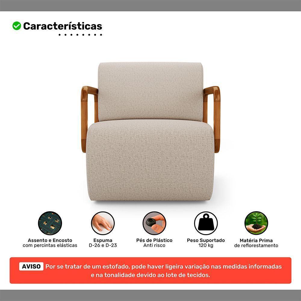 Kit 02 Poltronas Decorativas Orgânica Living Kavya Linho Bege - Desk Design - 7