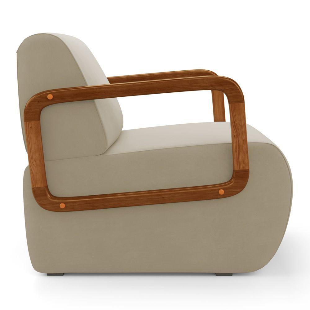 Kit 02 Poltronas Decorativas Orgânica Living Kavya Veludo Bege - Desk Design - 7