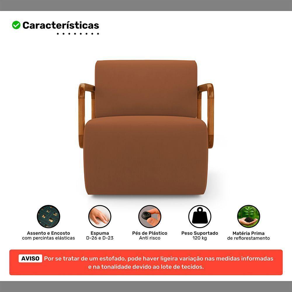 Kit 02 Poltronas Decorativas Orgânica Living Kavya Veludo Terracota - Desk Design - 2