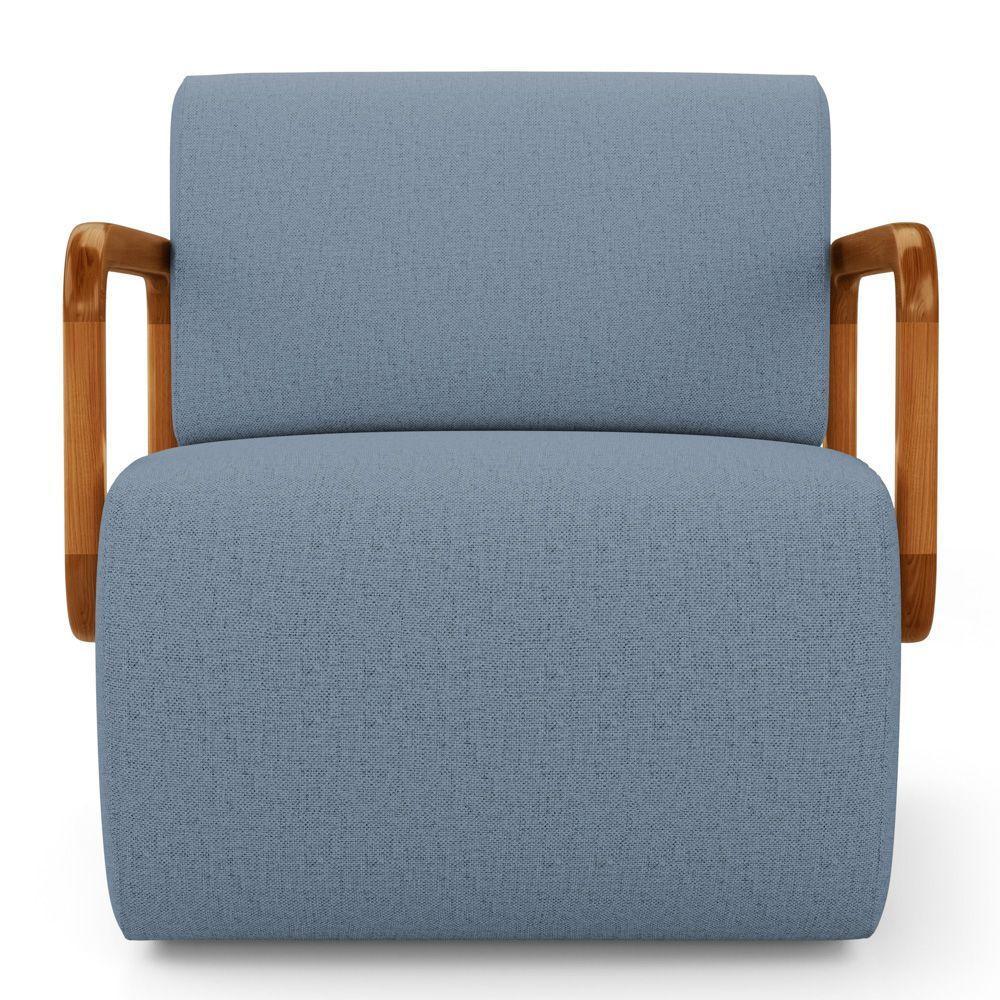 Poltrona Decorativa Orgânica Living Kavya Linho Denim - Desk Design - 5