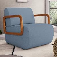 Poltrona Decorativa Orgânica Living Kavya Linho Denim - Desk Design - 1