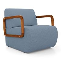 Poltrona Decorativa Orgânica Living Kavya Linho Denim - Desk Design - 2