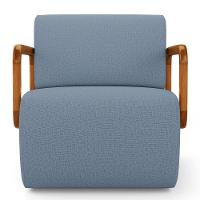 Poltrona Decorativa Orgânica Living Kavya Linho Denim - Desk Design - 5